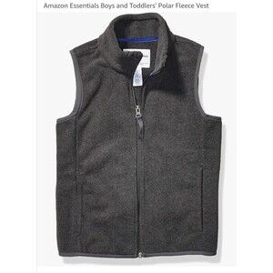 Amazon Essentials Boy's Small (6-7) Polar Fleece Vest Charcoal Gray Zip (E15)